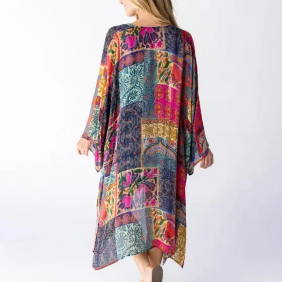 Natural Life Sierra Patchwork Print Duster Size L/XL Boho Multicolor Casual - Picture 1 of 11